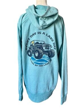 Buddy by the Lake, Aqua Jeep Graphic Hoodie - Size XL, New